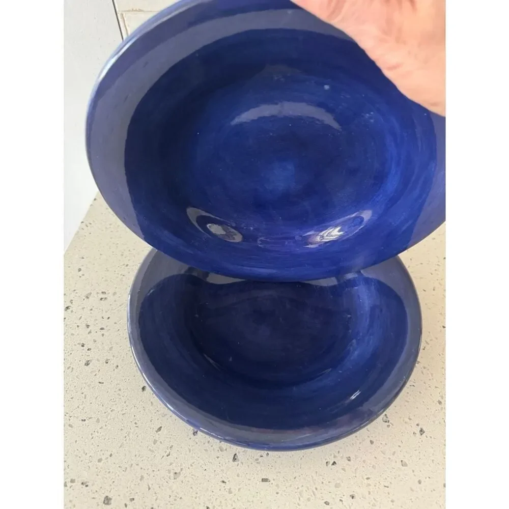 España Hand Painted Collection Blue Ceramic Serving Dinner Plate Lot of 2 Pieces